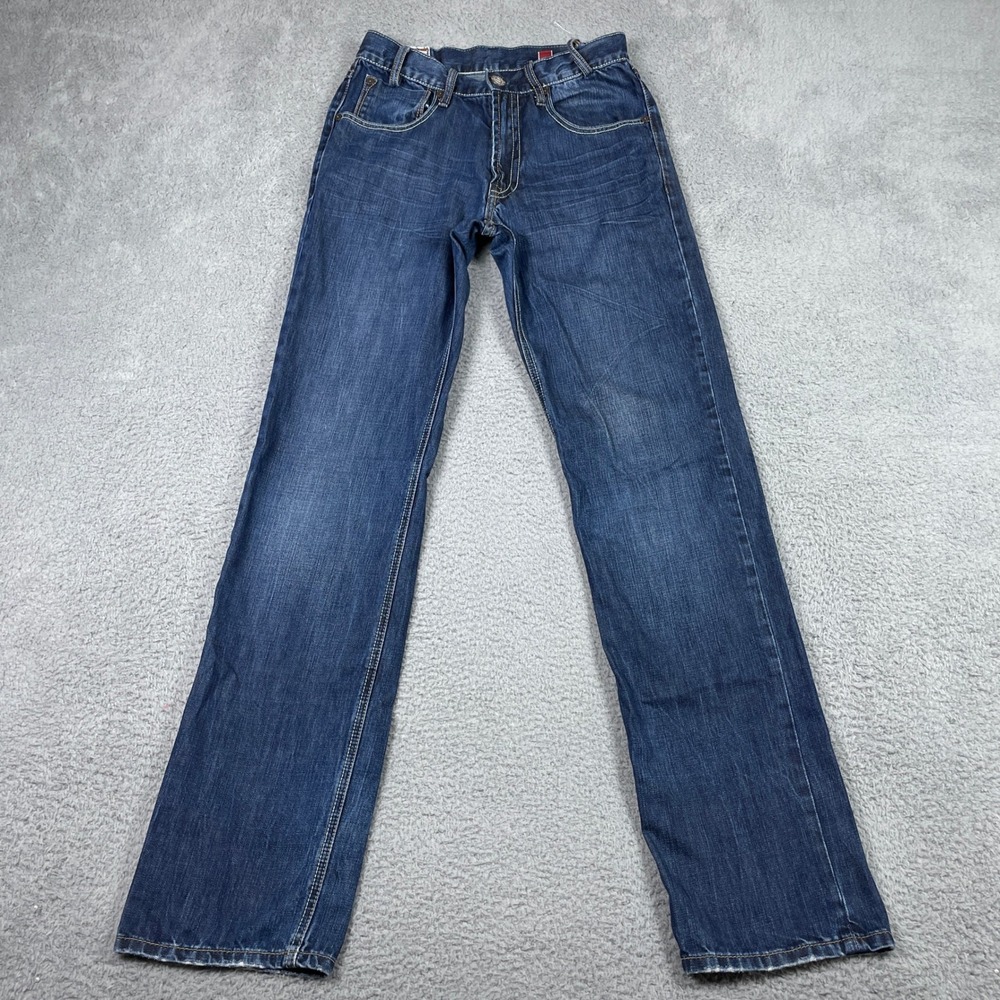 Stetson 1312 Modern Straight Leg Jeans Mens 28x35 Blue Denim Work Riveted Pant